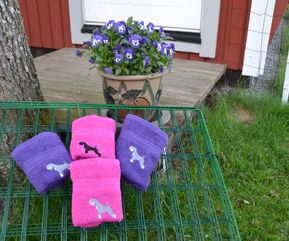 Handdukar med snuzzemotiv rosa o lila (15)